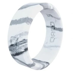 QALO Women's Modern White Marble Silicone Ring, Size 06