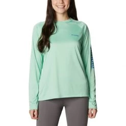 COLUMBIA Women's PFG Tidal™ II Sun Shirt -Women’s Clothing, Shoes & Accessories Official Shop P018186775 KELP STORMY BLUE LOGO 1500.29102020103006