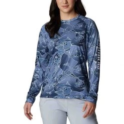 COLUMBIA Women's PFG Super Tidal™ Shirt -Women’s Clothing, Shoes & Accessories Official Shop P018186817 COLLEGIATE NAVY FISH FRENZY PRINT 1500.25032021113331