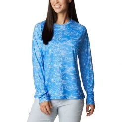 COLUMBIA Women's PFG Super Tidal™ Shirt -Women’s Clothing, Shoes & Accessories Official Shop P018186817 HARBOR BLUE CONTOUR FISH 1500.30072021020225