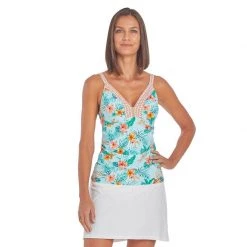 CABANA LIFE Women's Embroidered Tankini Top