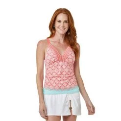 CABANA LIFE Women's Embroidered Tankini Top -Women’s Clothing, Shoes & Accessories Official Shop P019754662 CORAL MINT 1500.11032021023026