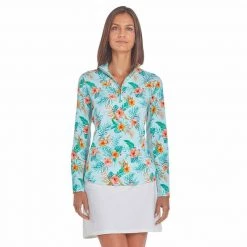 CABANA LIFE Women's Zipper Polo Rash Guard