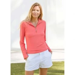 CABANA LIFE Women's Zipper Polo Rash Guard -Women’s Clothing, Shoes & Accessories Official Shop P020019196 CORAL 1500.25052021033053