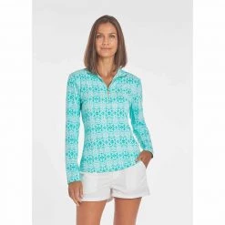 CABANA LIFE Women's Zipper Polo Rash Guard -Women’s Clothing, Shoes & Accessories Official Shop P020019196 SEAFOAM 1500.08112021013155
