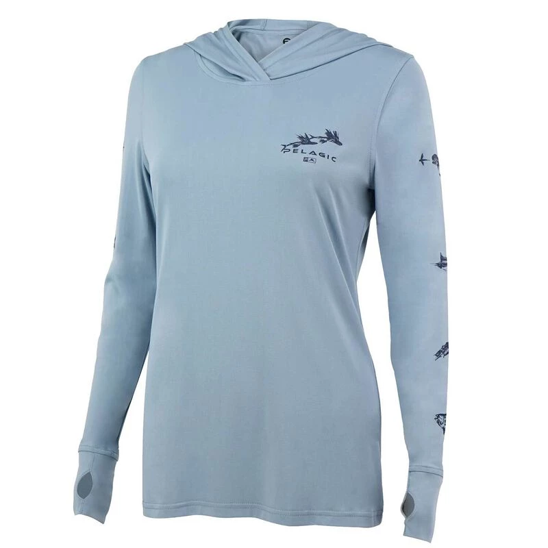 PELAGIC Women's Gyotaku Ultratek Hooded Shirt 1 PELAGIC Women's Gyotaku Ultratek Hooded Shirt