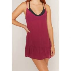 HURLEY Women's Solid Mini Dress Cover-Up -Women’s Clothing, Shoes & Accessories Official Shop P020244174 FIREBERRY 1500.20042021083048