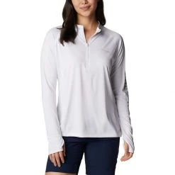 COLUMBIA Women's Tidal Tee™ 1/4 Zip -Women’s Clothing, Shoes & Accessories Official Shop P020363412 WHITE CIRRUS GREY