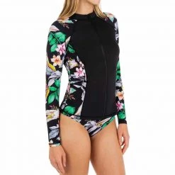 HURLEY Women's Flora Full-Zip Rash Guard