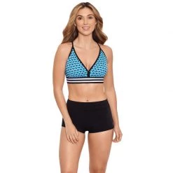 SAIL AWAY Women's Plunge Midkini Bikini Top